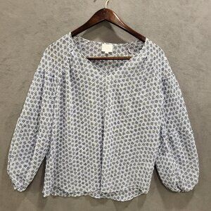 Violet Claire Tunic Size Medium Blouse‎ Floral Sheer Long Sleeve Classic Style